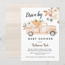 Pumpkin Fall Drive by Baby Shower Einladung