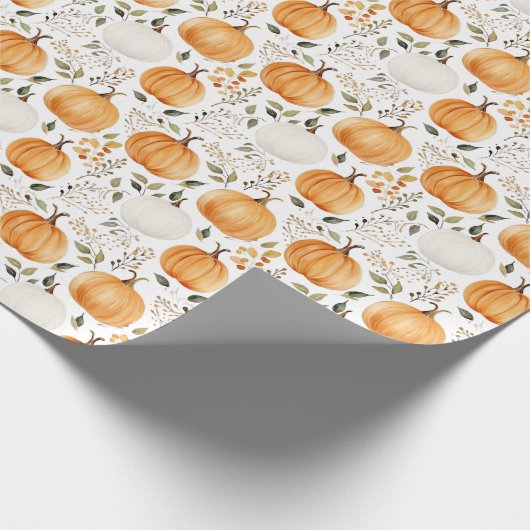 Pumpkin Fall Erntedank Rustikal Geschenkpapier (Ecke)