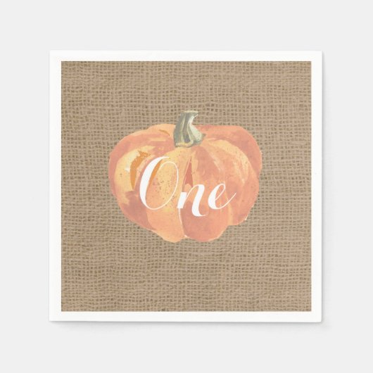 Pumpkin Fall Erste Geburtstagsparty Burlap Serviette (Vorderseite)