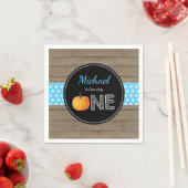 Pumpkin Fall Erster Geburtstag Party Blue Napkin Serviette (Beispiel)