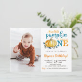 Pumpkin Fall First Birthday Einladung Fotografie (Stehend Vorderseite)