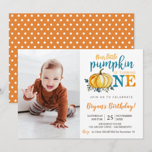 Pumpkin Fall First Birthday Einladung Fotografie