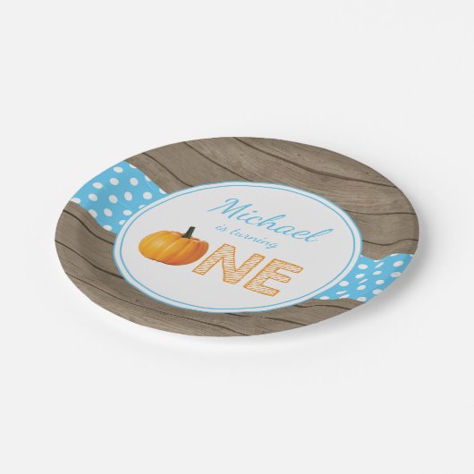 Pumpkin Fall First Birthday Party Paper Teller (Schrägansicht)