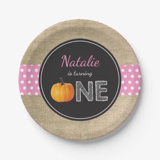 Pumpkin Fall First Birthday Party Paper Teller (Vorderseite)