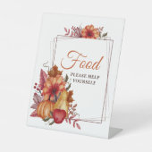 Pumpkin Fall Floral Baby Dusche Nahrung Sockelschild (Vorderseite)