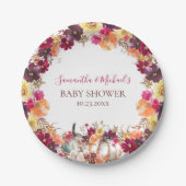 Pumpkin Fall Floral Baby Dusche Pappteller (Vorderseite)