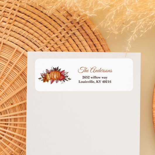 Pumpkin Fall Floral Baby Dusche Rücksendeadresse