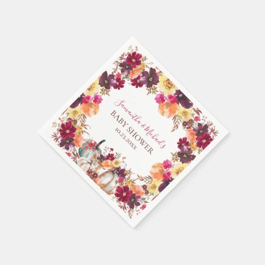 Pumpkin Fall Floral Baby Dusche Serviette (Ecke)