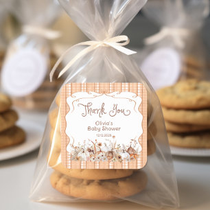 Pumpkin Fall Floral Baby Dusche Vielen Dank Quadratischer Aufkleber