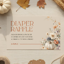 Pumpkin Fall Floral Baby Dusche Windeln Raffle Begleitkarte