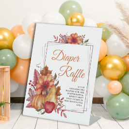 Pumpkin Fall Floral Baby Dusche Windeln Raffle Sockelschild