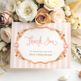 Pumpkin Fall Floral Baby Shower Thank You Card Dankeskarte