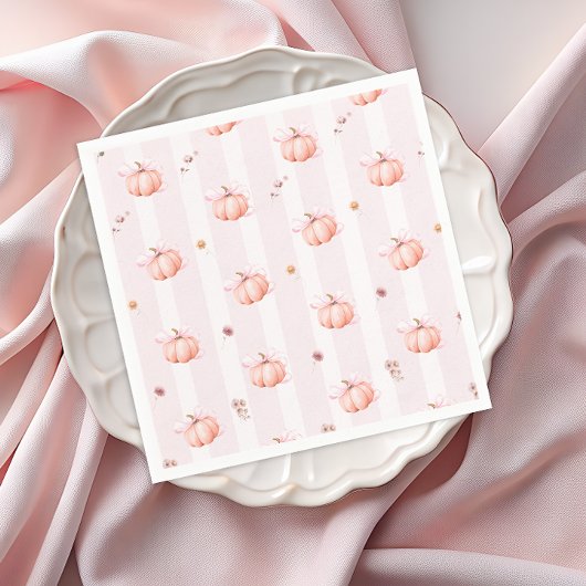 Pumpkin Fall Floral Girl Baby Shower Serviette