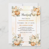 Pumpkin Fall Floral Harvest Erntedank Dinner Einladung (Vorderseite)