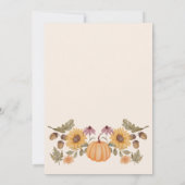 Pumpkin Fall Floral Herbst Babydusche Einladung (Rückseite)