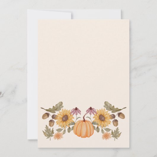 Pumpkin Fall Floral Herbst Babydusche Einladung (Rückseite)