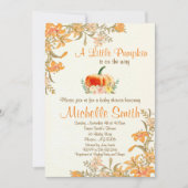 Pumpkin Fall Floral Rustic Baby Dusche Einladung (Vorderseite)