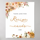 Pumpkin Fall Floral Verließ hier Ihre Rezept-Karte Poster (Vorne)