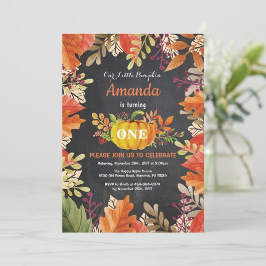 Pumpkin Fall Geburtstag Einladung (Stehend Vorderseite)