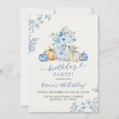 Pumpkin Fall Ginger Jar Chinoiserie Birthday Einladung (Vorderseite)