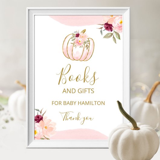 Pumpkin Fall Girl Babyduschbücher und Geschenke Un Poster