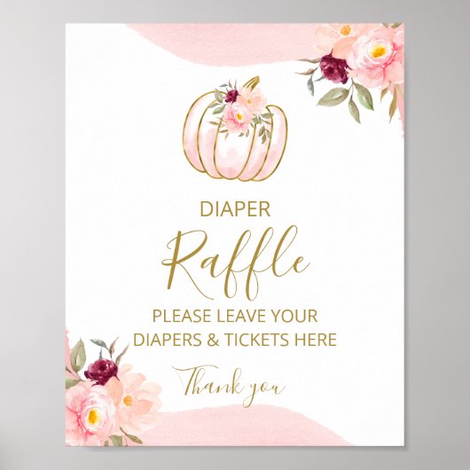 Pumpkin Fall Girl Babydusche Windelwanne Raffle Ze Poster (Vorne)