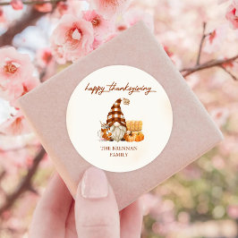 Pumpkin Fall Gnomes Erntedank Runder Aufkleber