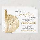 Pumpkin Fall Gold Glitzer Boho Herbstdusche Einladung (Vorne/Hinten)