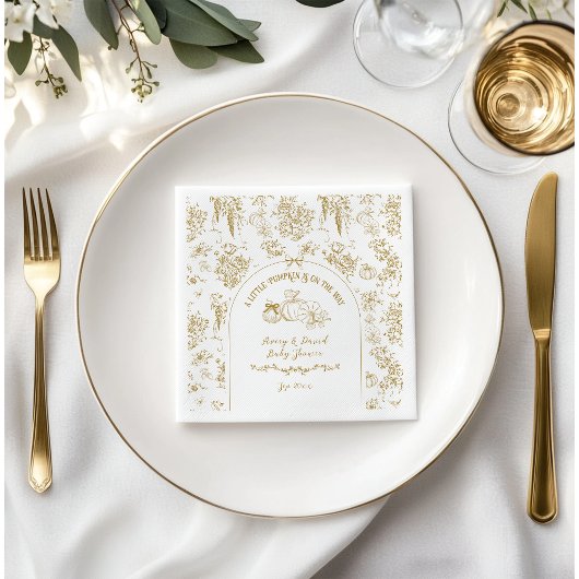 Pumpkin Fall Gold Whimsical Floral Baby Dusche Serviette