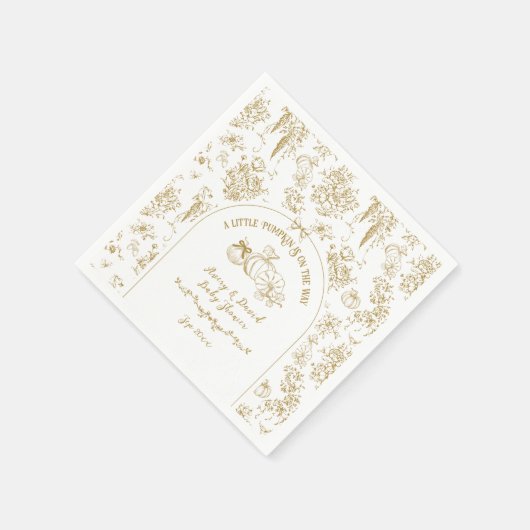 Pumpkin Fall Gold Whimsical Floral Baby Dusche Serviette (Ecke)