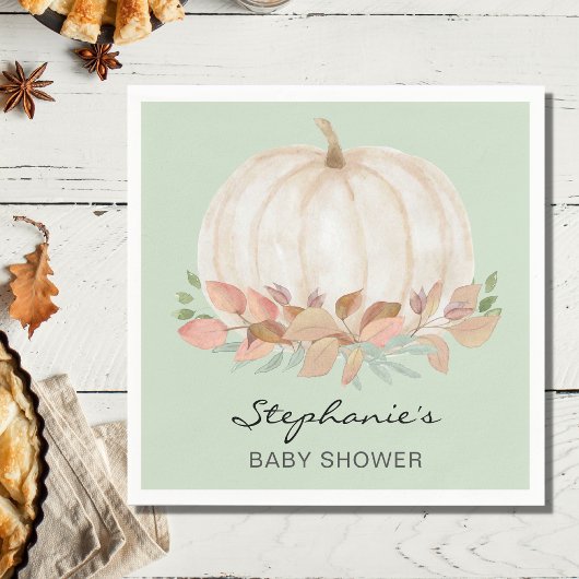 Pumpkin Fall Green Baby Dusche Serviette
