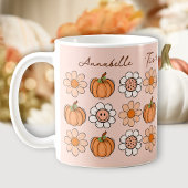 Pumpkin Fall Groovy Retro Name Daisy Coffee Tasse