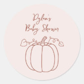 Pumpkin Fall Herbsthandschuh Doodle Kinderdusche Runder Aufkleber (Vorderseite)