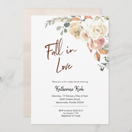 Pumpkin Fall in Liebe Kinderdusche Einladung (Vorne/Hinten)