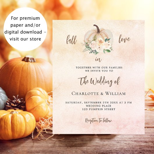 Pumpkin Fall Liebe Creme Budget Einladung Hochzeit Flyer