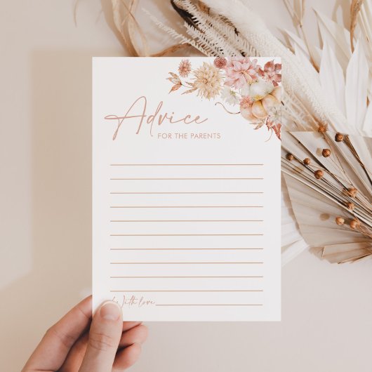 Pumpkin Fall Pink Floral Baby Duschberatung Karten