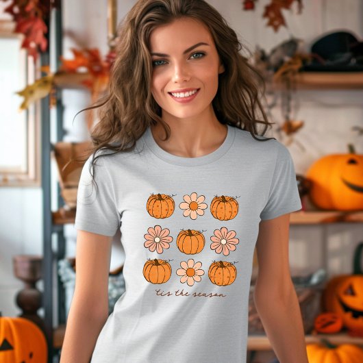 Pumpkin Fall Retro Individuelle Name Blume T-Shirt