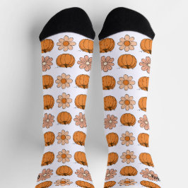 Pumpkin Fall Retro Name Orange Women Socken