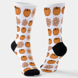 Pumpkin Fall Retro Name Orange Women Socken