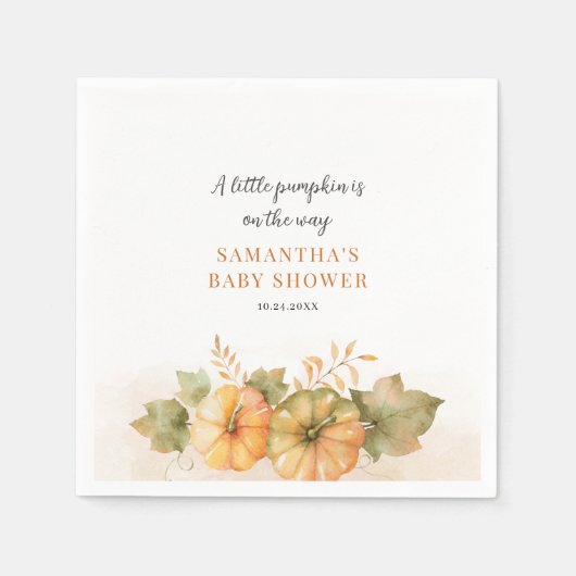 Pumpkin Fall Rust Blätter Girls Baby Shower Serviette (Vorderseite)