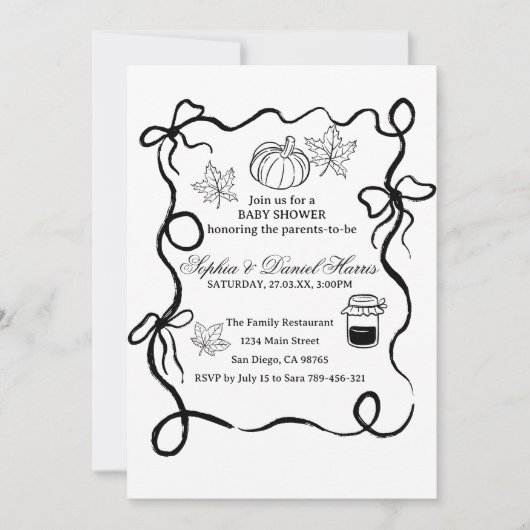 Pumpkin Fall Rustic Chic Baby Dusche Invitati Einladung (Vorderseite)