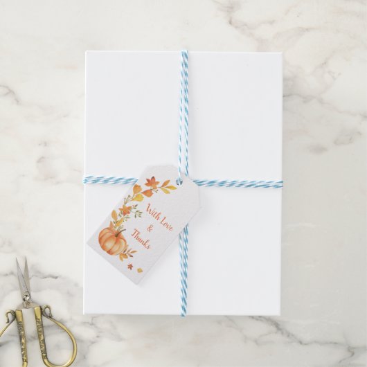 Pumpkin Fall Rustic Foliage Vielen Dank Geschenkanhänger (Mit Garn)