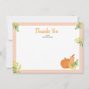 Pumpkin Fall Watercolor Baby Dusche Danke Mitteilungskarte