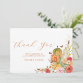 Pumpkin Fall Wildblume Floral 100. Geburtstag Dankeskarte (Stehend Vorderseite)