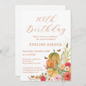 Pumpkin Fall Wildblume Floral 100. Geburtstag Einladung (Vorne/Hinten)