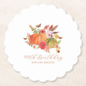Pumpkin Fall Wildblume Floral 100. Geburtstag Untersetzer (Vorderseite)