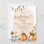 Pumpkin Fall Wildflower Theme Birthday Party Einladung (Vorderseite)