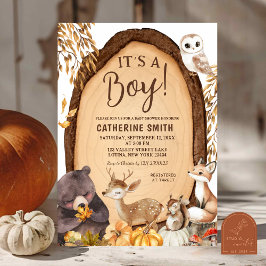Pumpkin Fall Woodland Animal Baby Dusche Invitati Einladung