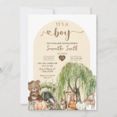 Pumpkin Fall Woodland Animals Boy Baby Dusche Einladung (Vorderseite)