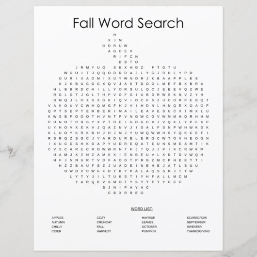 Pumpkin Fall Word Search (Vorderseite)